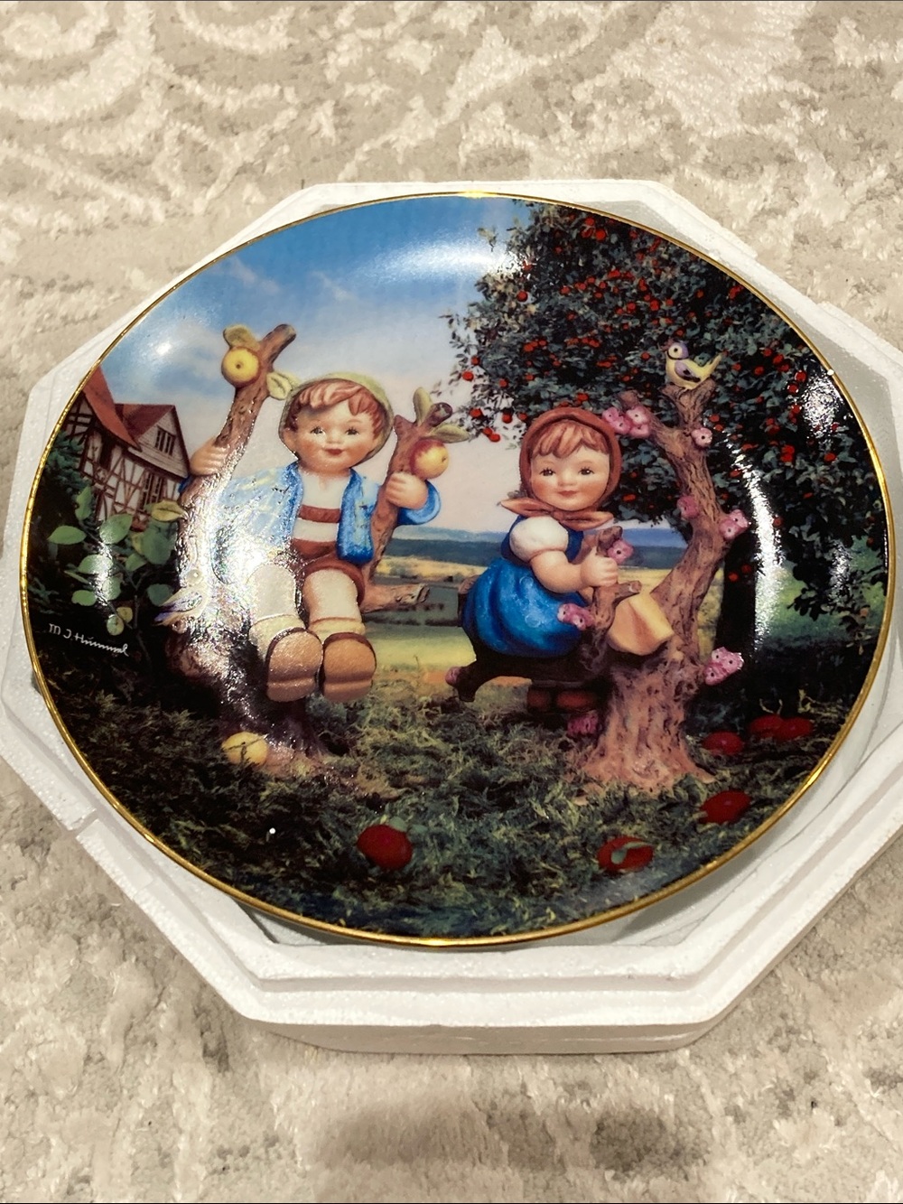 Hummel Apple Tree Boy and Girl Plate with COA 1991